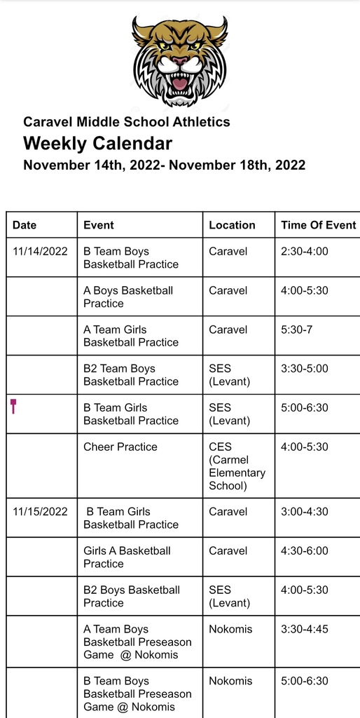 athletic schedule