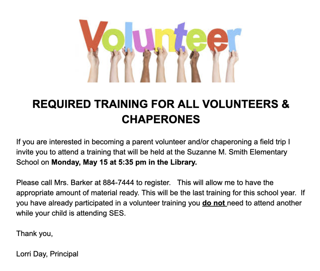 Volunteer Training Information